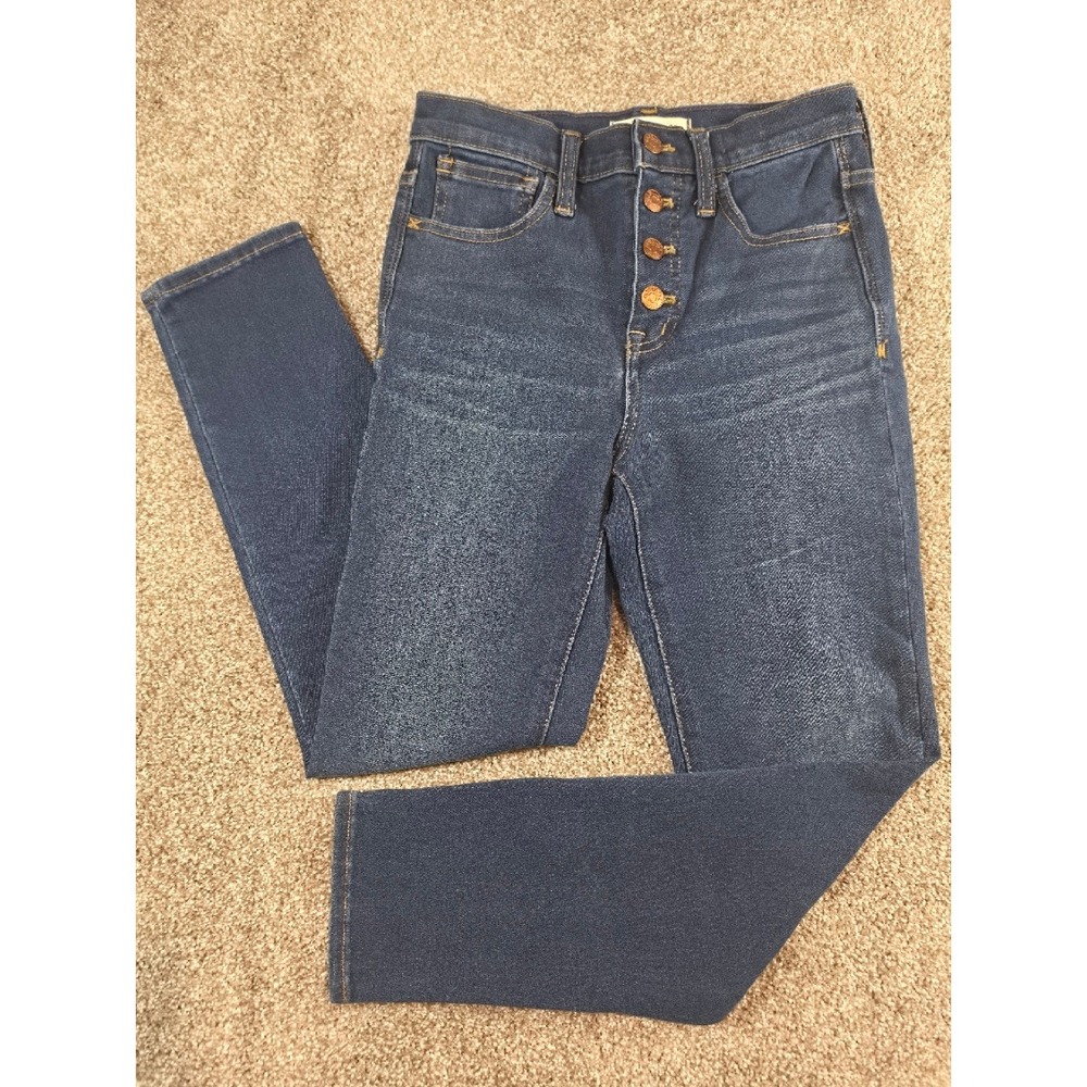 Madewell 10 High-Rise Skinny Jeans Dark Wash Button Fly Denim Size 24